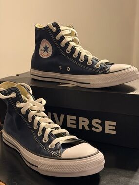 NWT Converse High Top Sneakers - Navy and White NEVER WORN w/ original box